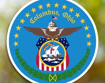 Columbus Sticker, City Sticker Vinyl Decal, for Laptop Car, Book, Water Bottle, Helmet, Travel Bag, ...