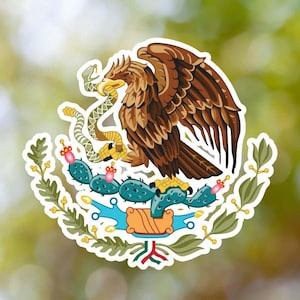 Pegatina del escudo de armas de México, calcomanía de vinilo, para computadora portátil, automóvil, libro, botella de agua, casco, bolsa de viaje, ...