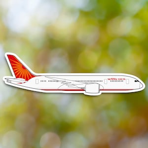 Boeing 787 Sticker, Air India Airplane Sticker Waterproof for Suitcase, Car, Book, Water Bottle, Helmet, Toolbox