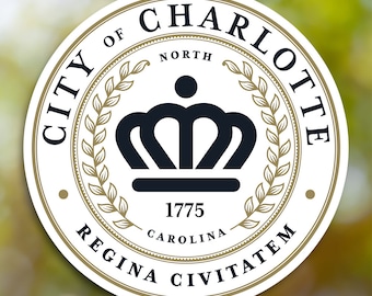 Charlotte Sticker, City Sticker Vinyl Decal, for Laptop Car, Book, Water Bottle, Helmet, Travel Bag, ...