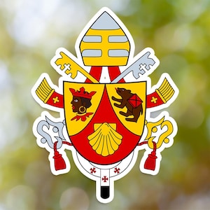 Adesivo con stemma di Benedetto XVI, decalcomania in vinile con stemma papale, per computer portatile, auto, libro, borraccia, casco, borsa da viaggio, ...