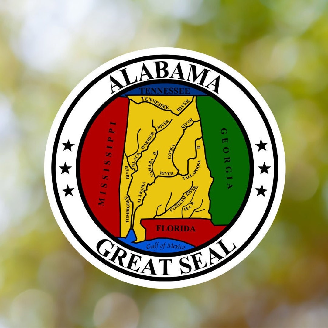 Alabama Sticker State Seal Made With Vinyl, Decal for Book, Laptop, Car ...