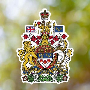 Canada Coat of Arms Sticker, Vinyl Decal, for Laptop Car, Book, Water Bottle, Helmet, Travel Bag, ...