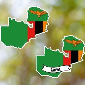 Zambia Sticker Country Shaped Waterproof for Laptop, Car, Book, Water Bottle, Helmet, Toolbox