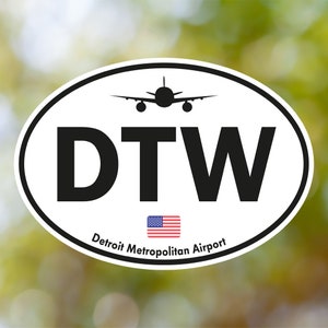 Detroit Sticker Oval Vintage, USA Airport Luggage Sticker Waterproof ...