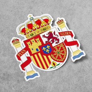 Spain Coat of Arms Sticker, Vinyl Decal, for Laptop Car, Book, Water Bottle, Helmet, Travel Bag, ...
