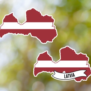 Latvia Sticker Country Shaped Waterproof for Laptop, Car, Book, Water Bottle, Helmet, Toolbox