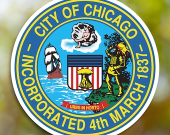 Chicago Sticker, City Sticker Vinyl Decal, for Laptop Car, Book, Water Bottle, Helmet, Travel Bag, ...