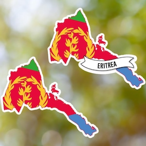 Eritrea Sticker Country Shaped Waterproof for Laptop, Car, Book, Water Bottle, Helmet, Toolbox
