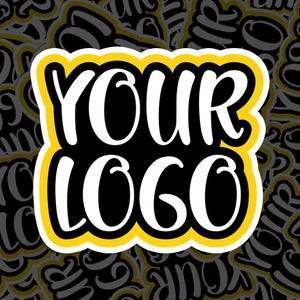 May include: A yellow and white sticker with the text "YOUR LOGO" in a bold, black font.