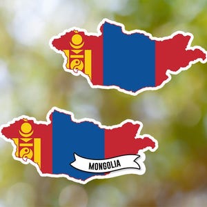 Mongolia Sticker Country Shaped Waterproof for Laptop, Car, Book, Water Bottle, Helmet, Toolbox