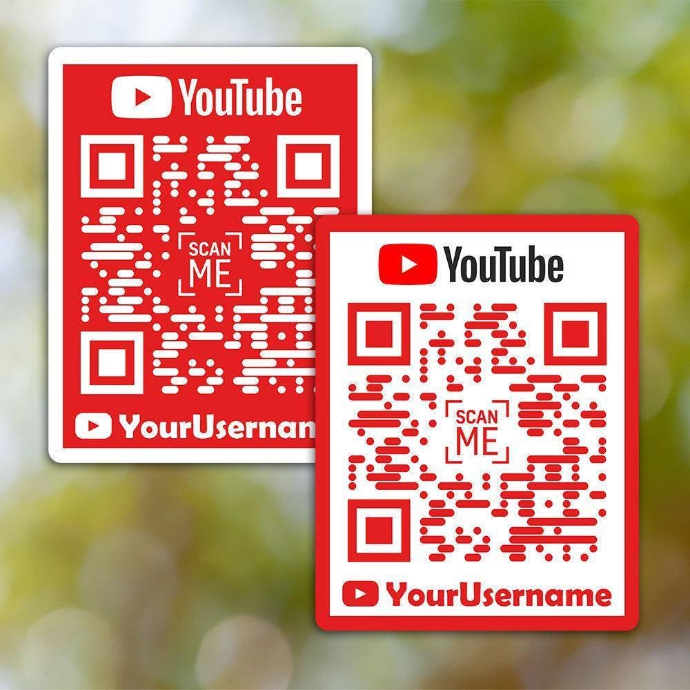 Custom Youtube Sticker QR Code | Custom QR Code | Personalised Youtube ...
