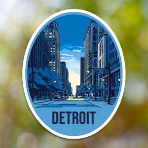 Detroit Sticker, Detroit Decal, for Laptop Car, Book, Water Bottle, Helmet, Travel Bag, ...