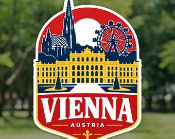 Vienna Sticker, Schonbrunn Palace Austria Travel Decal, Waterproof Vinyl Laptop and Water Bottle Sticker, Souvenir Gift for Travelers