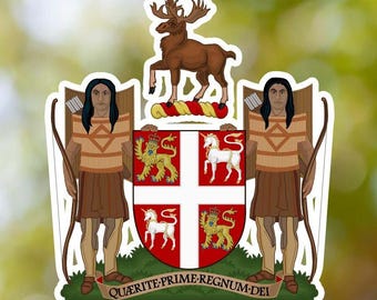 Canada Newfoundland and Labrador Coat of Arms Sticker, Vinyl Decal, for Laptop Car, Book, Water Bottle, Helmet, Travel Bag, ...
