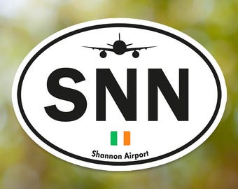 Adesivo oval vintage do Aeroporto de Shannon, Irlanda, para bagagem, mala, carro, livro, garrafa de água, capacete, caixa de ferramentas. Impermeável.