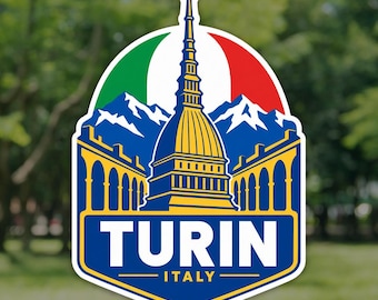 Turin Sticker, Mole Antonelliana Italy Travel Decal, Waterproof Vinyl Laptop and Water Bottle Sticker, Souvenir Gift for Travelers