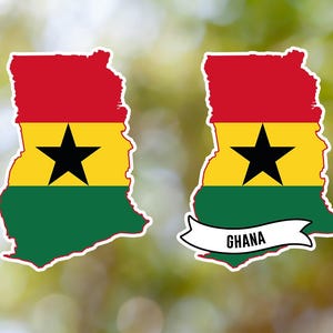 Ghana Sticker Country Shaped Waterproof for Laptop, Car, Book, Water Bottle, Helmet, Toolbox