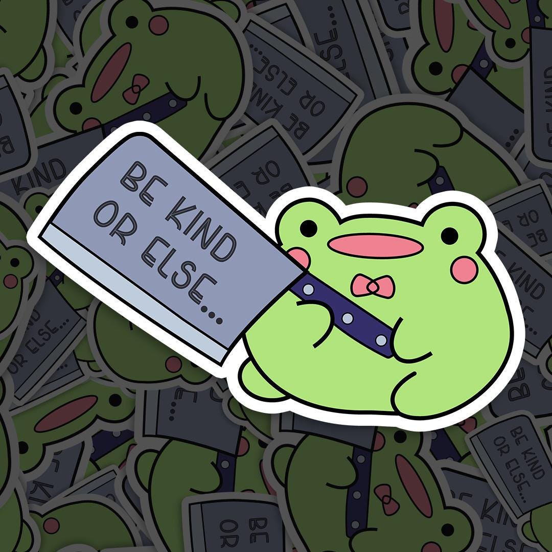 Be Kind Frog Meme Sticker, Frog Sticker Waterproof, Vinyl Decal, for Laptop Car, Book, Water Bottle, Helmet, Travel Bag, ...