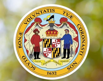Maryland Sticker State Seal made with Vinyl, Decal for Book, Laptop, Car, Water Bottle, Helmet, Toolbox, ...