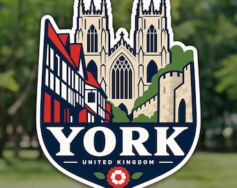 York Sticker, York Minster United Kingdom Travel Decal, Waterproof Vinyl Laptop and Water Bottle Sticker, Souvenir Gift for Travelers