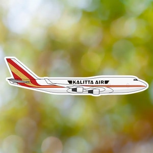 Boeing 747 Sticker, Kalitta Air Airplane Sticker Waterproof for Suitcase, Car, Book, Water Bottle, Helmet, Toolbox