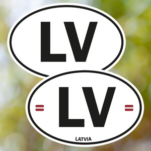  LV Latvia Country Code Oval with Flag Bumper Sticker :  Automotive