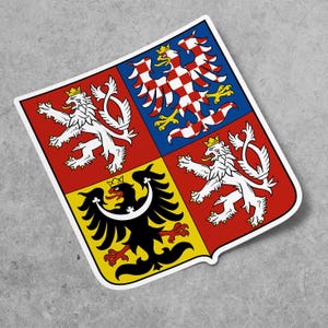 Czech Republic Coat of Arms Sticker, Vinyl Decal, for Laptop Car, Book, Water Bottle, Helmet, Travel Bag, ...