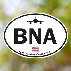 Nashville Sticker Oval Vintage, USA Airport Luggage Sticker Waterproof for Suitcase, Car, Book, Water Bottle, Helmet, Toolbox