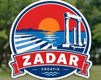 Zadar Sticker, Sea Organ Croatia Travel Decal, Waterproof Vinyl Laptop and Water Bottle Sticker, Souvenir Gift for Travelers