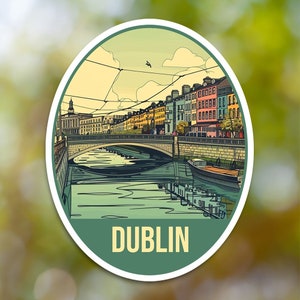 Dublin Sticker, City Sticker Vinyl Decal, for Laptop Car, Book, Water Bottle, Helmet, Travel Bag, ...