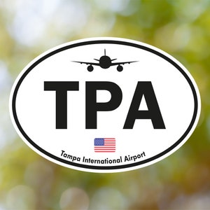 Adesivo Tampa Florida ovale vintage, adesivo bagaglio aeroporto USA impermeabile per valigia, auto, libro, bottiglia d'acqua, casco, cassetta degli attrezzi