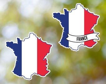 France Sticker Country Shaped Waterproof for Laptop, Car, Book, Water Bottle, Helmet, Toolbox