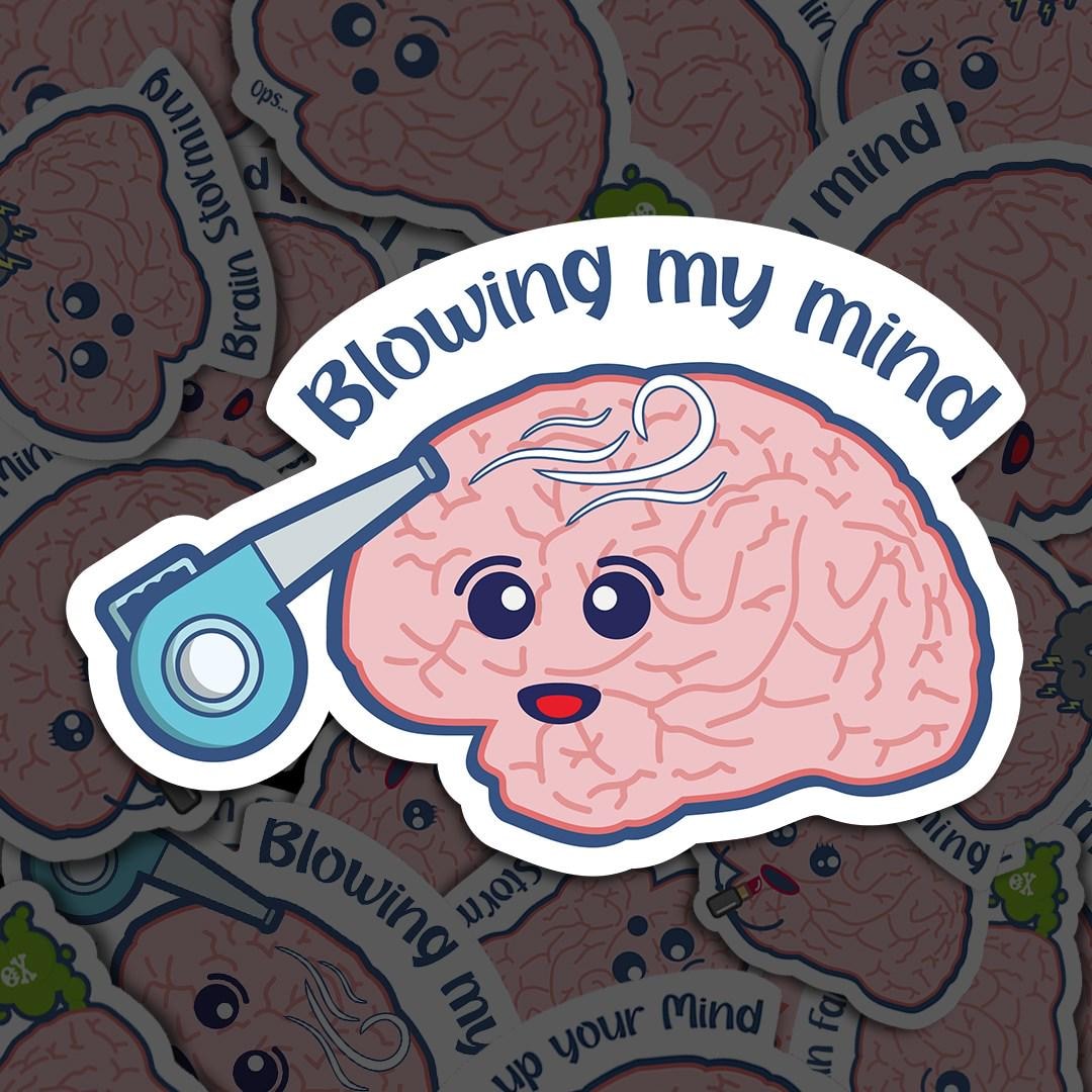Blowing My Mind Brain Meme Sticker Waterproof, Vinyl Decal, for Laptop