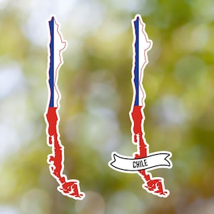 Chile Sticker Country Shaped Waterproof for Laptop, Car, Book, Water Bottle, Helmet, Toolbox