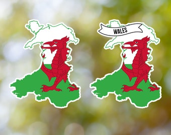 Wales Sticker Country Shaped Waterproof for Laptop, Car, Book, Water Bottle, Helmet, Toolbox