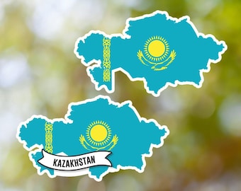 Pegatina con forma de país de Kazajstán, resistente al agua, para ordenador portátil, coche, libro, botella de agua, casco y caja de herramientas