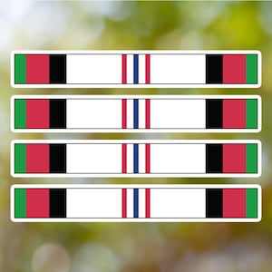 Pack of 4 Afghanistan Campaign Medal Ribbon Stickers Waterproof for Laptop, Car, Book, Water Bottle, Helmet, Toolbox