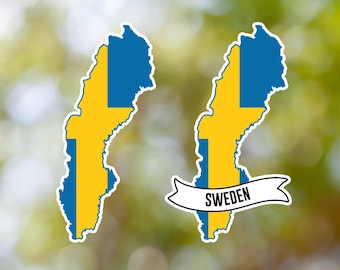 Sweden Sticker Country Shaped Waterproof for Laptop, Car, Book, Water Bottle, Helmet, Toolbox