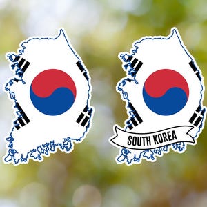 South Korea Sticker Country Shaped Waterproof for Laptop, Car, Book, Water Bottle, Helmet, Toolbox