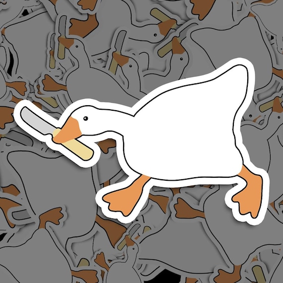 Knife Goose Meme Sticker, Goose Sticker Waterproof, Vinyl Decal, for Laptop Car, Book, Water Bottle, Helmet, Travel Bag, ...