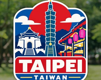 Taipei Sticker, Taipei 101 Taiwan Travel Decal, Waterproof Vinyl Laptop and Water Bottle Sticker, Souvenir Gift for Travelers