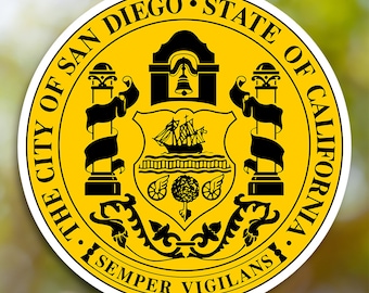 Adesivo San Diego, adesivo de vinil da cidade, para laptop, carro, livro, garrafa de água, capacete, bolsa de viagem, ...