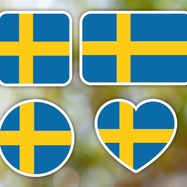 Sweden Sticker Geometric for Laptop, Car, Book, Water Bottle, Helmet, Toolbox [Multiple Shapes]