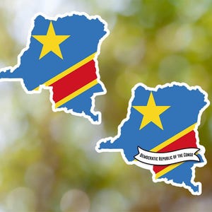 Sticker Democratische Republiek Congo, landvormig waterdicht voor laptop, auto, boek, bidon, helm, gereedschapskist