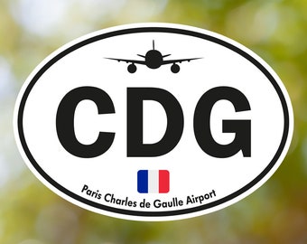 Paris Sticker Oval Vintage, France Airport Luggage Sticker Waterproof for Suitcase, Car, Book, Water Bottle, Helmet, Toolbox