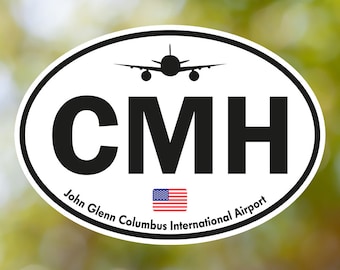 Columbus Sticker Oval Vintage, USA Airport Luggage Sticker Waterproof for Suitcase, Car, Book, Water Bottle, Helmet, Toolbox