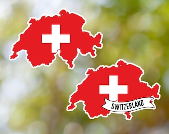 Switzerland Sticker Country Shaped Waterproof for Laptop, Car, Book, Water Bottle, Helmet, Toolbox