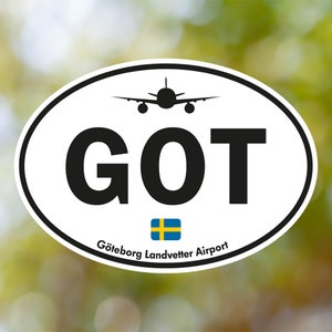 Göteborg Sticker Oval Vintage, Sweden Airport Luggage Sticker Waterproof for Suitcase, Car, Book, Water Bottle, Helmet, Toolbox