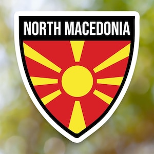 Nordmazedonien Aufkleber Shield wasserdicht für Laptop, Auto, Buch, Wasserflasche, Helm, Werkzeugkasten